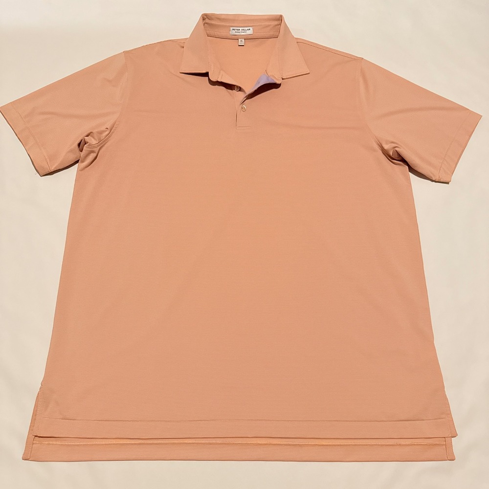 Peter Millar Polo Shirt Mens XL Orange Summer Comfort Micro Stripe MS23EK11S